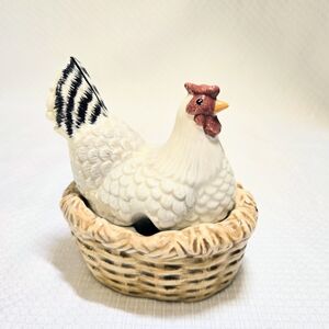 Nesting Hen Serving Container Sugar Salt Jam Country Chicken Oneida Farmhouse